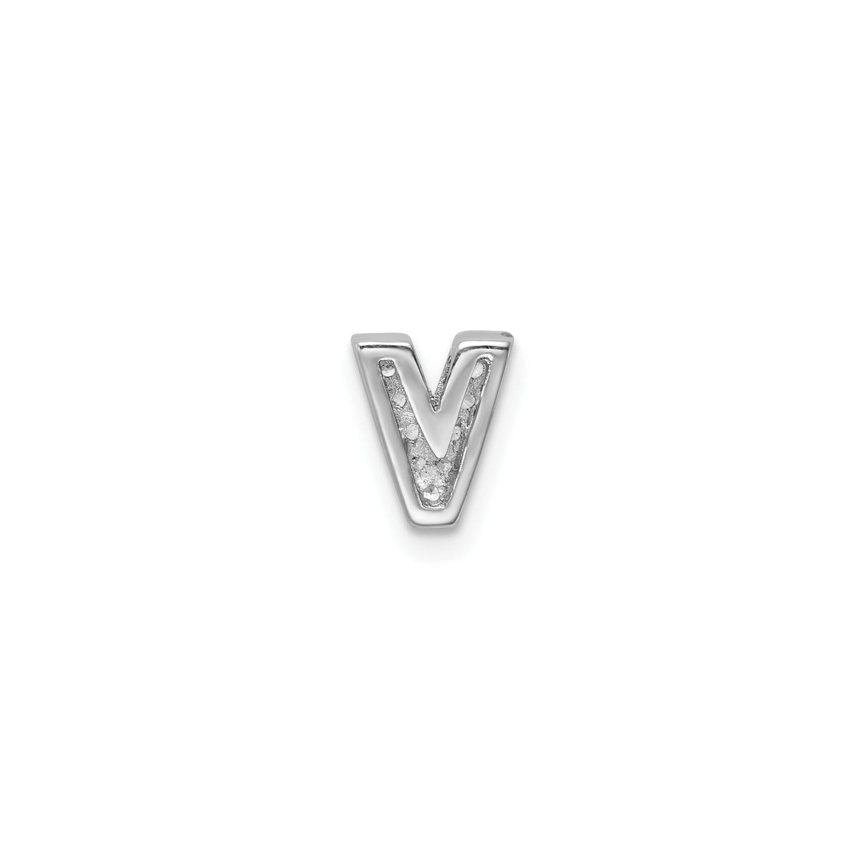 Sterling Silver Letter V Pendant with Cubic Zirconia, Dainty Alphabet Charm