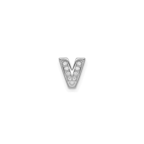 Sterling Silver Letter V Pendant with Cubic Zirconia, Dainty Alphabet Charm
