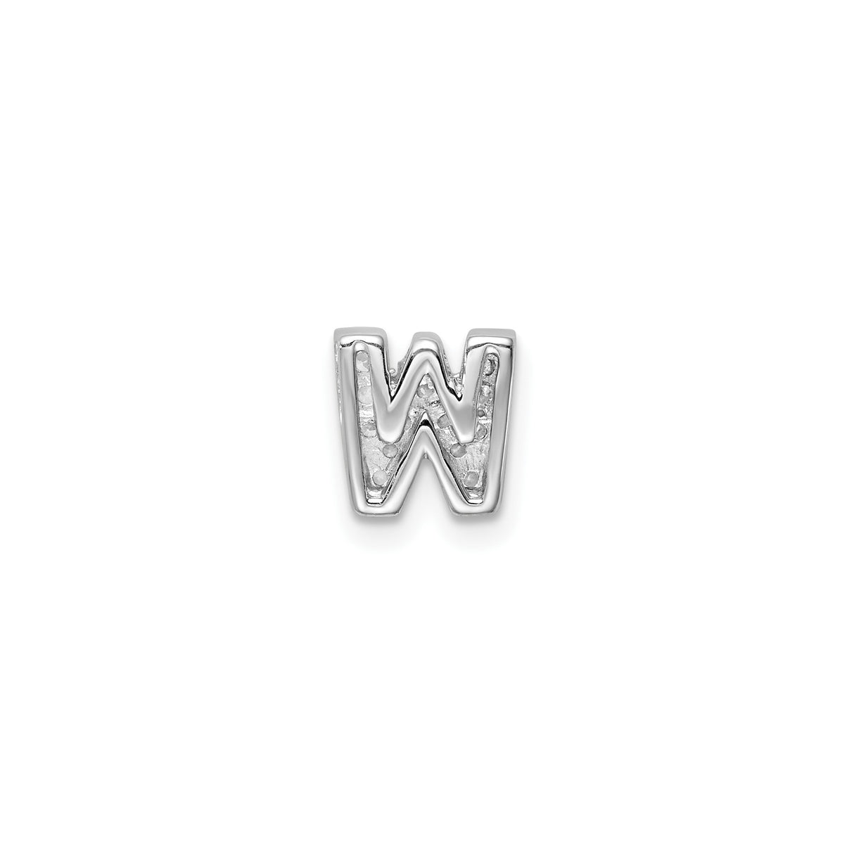 Sterling Silver Initial W Pendant Charm with Cubic Zirconia, Block Letter Slide Jewelry
