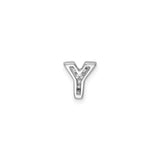 Sterling Silver Letter Y Pendant Charm with Cubic Zirconia, Initial Jewelry for Women or Unisex