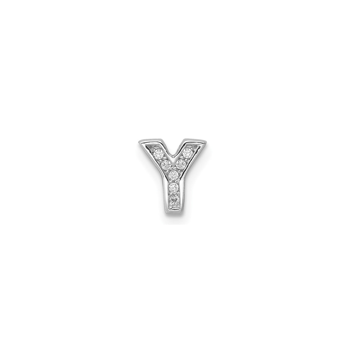 Sterling Silver Letter Y Pendant Charm with Cubic Zirconia, Initial Jewelry for Women or Unisex
