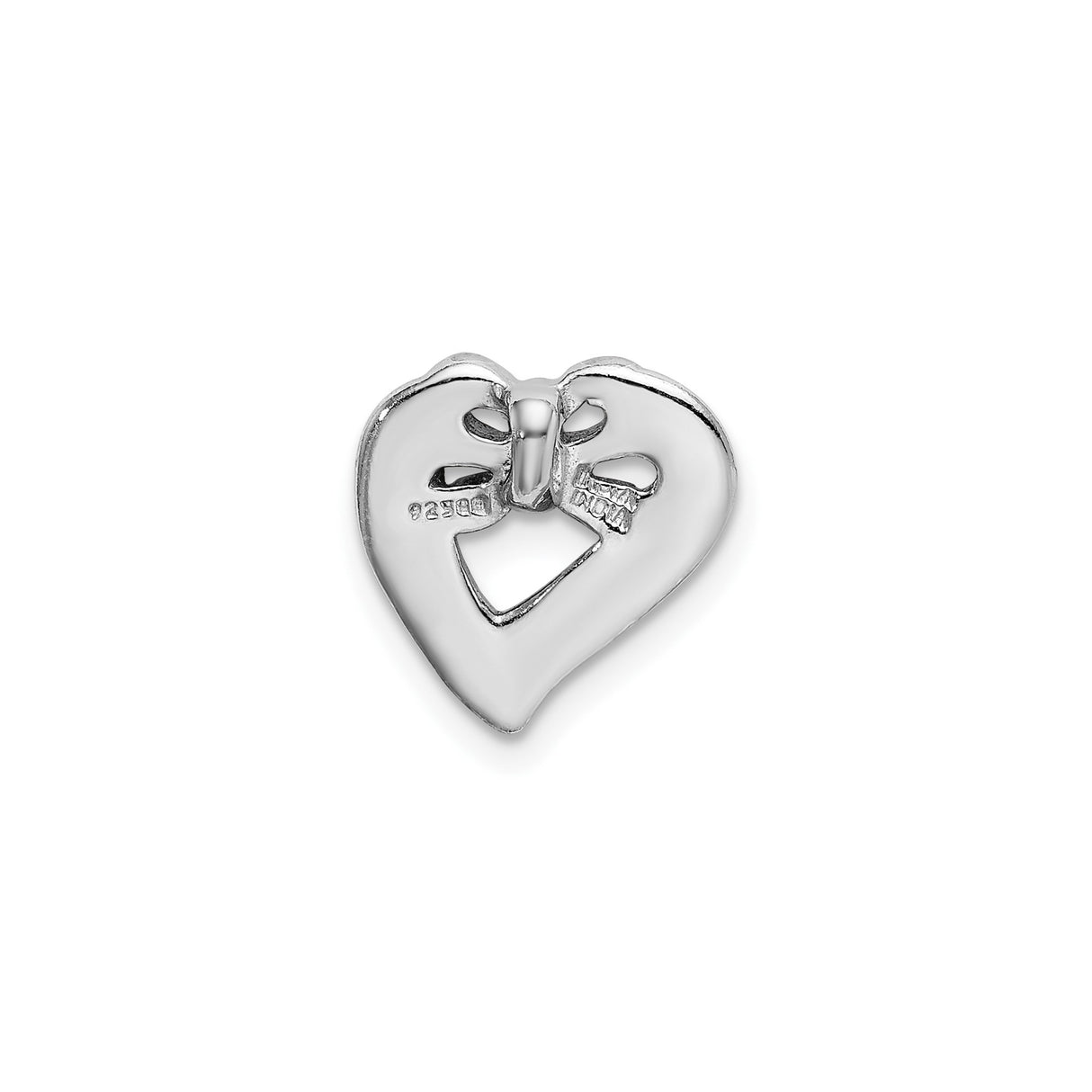 Sterling Silver Heart Pendant with Rose Gold Bow Accent and Textured Finish for Women