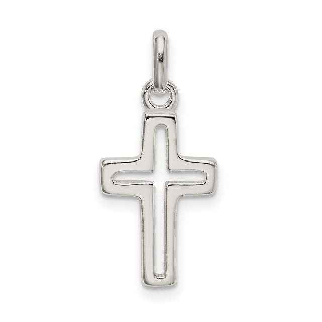 Cut out Cross Charm Pendant in Real 925 Sterling Silver