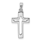 Jesus Cut out Cross Charm Pendant in Real 925 Sterling Silver