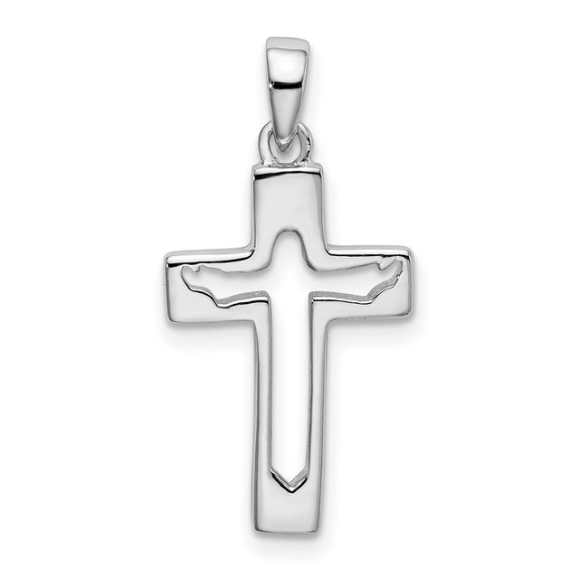 Jesus Cut out Cross Charm Pendant in Real 925 Sterling Silver