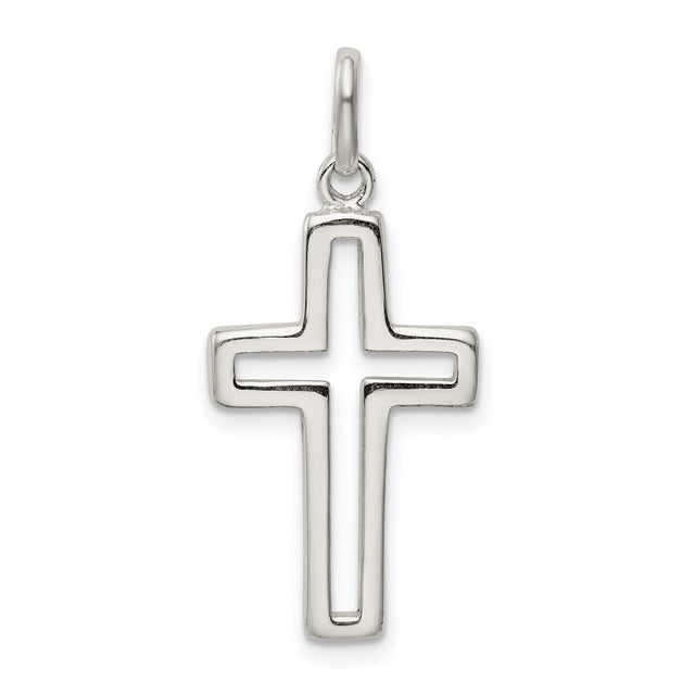 Cut out Cross Charm Pendant in Real 925 Sterling Silver