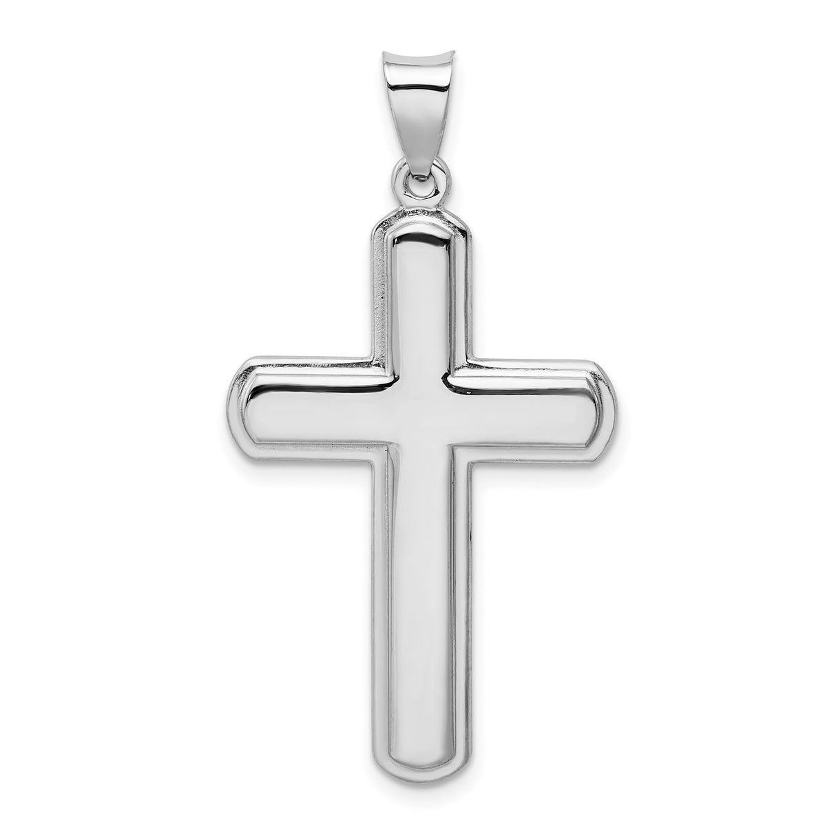 Sterling Silver Cross Pendant with Smooth Finish and Raised Edges, Minimalist Faith Jewelry