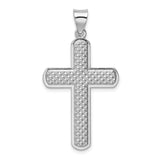Sterling Silver Cross Pendant with Textured and Polished Finish, Unisex Religious Jewelry