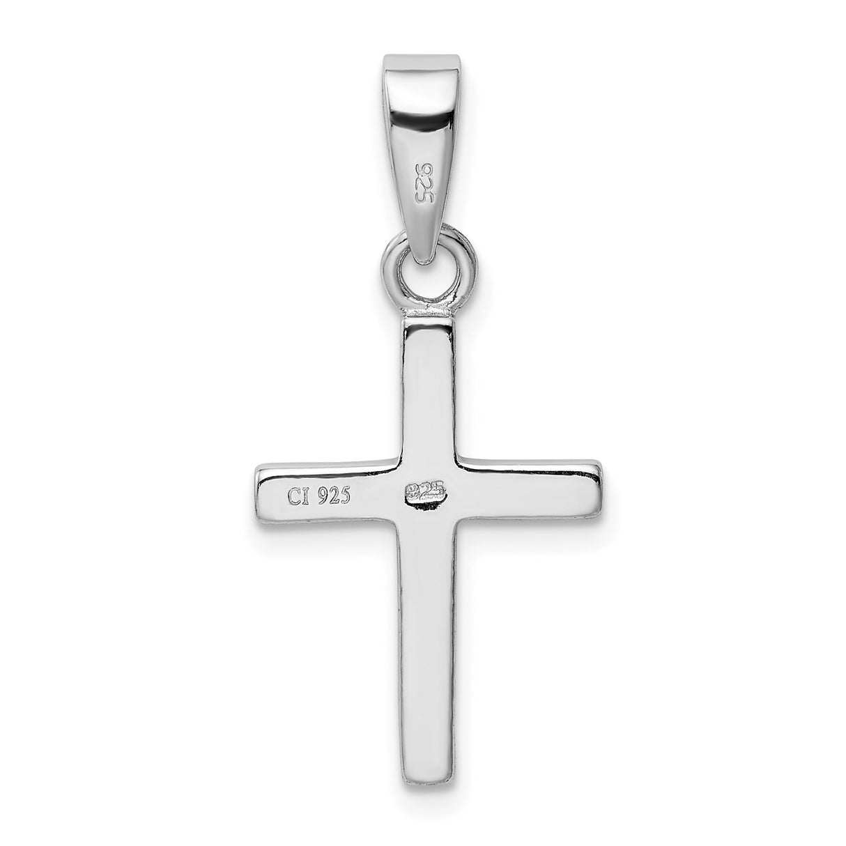 Sterling Silver Cross Pendant with Lab Created Opal Inlay, Minimalist Spiritual Design