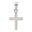Sterling Silver Cross Pendant with Lab Created Opal Inlay, Minimalist Spiritual Design