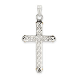 Gold Plated White Topaz Bail Antiqued Cross Charm Pendant in Real 925 Sterling Silver