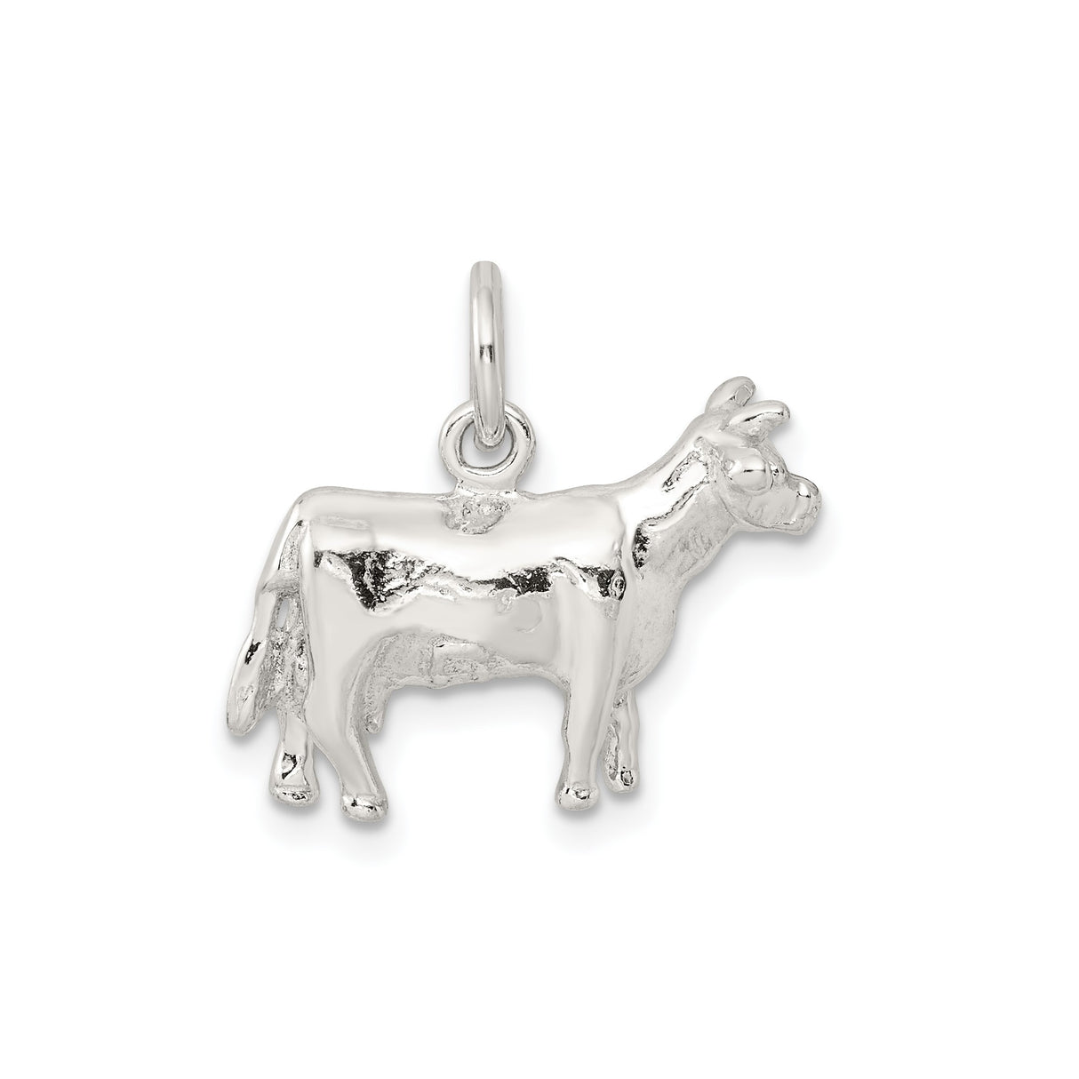 Sterling Silver Cow Charm Pendant, Realistic Farm Animal Design, Country Jewelry for Women or Unisex