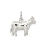 Sterling Silver Cow Charm Pendant, Realistic Farm Animal Design, Country Jewelry for Women or Unisex