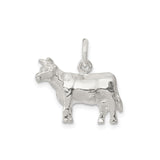 Sterling Silver Cow Charm Pendant, Realistic Farm Animal Design, Country Jewelry for Women or Unisex