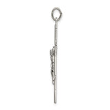 Polished Eastern Orthodox Cross Crucifix Charm Pendant in Real 925 Sterling Silver