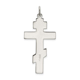Polished Eastern Orthodox Cross Crucifix Charm Pendant in Real 925 Sterling Silver