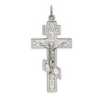Polished Eastern Orthodox Cross Crucifix Charm Pendant in Real 925 Sterling Silver