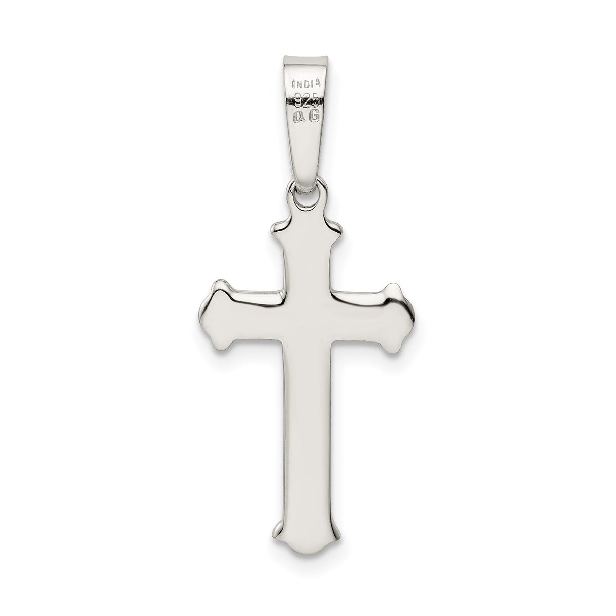 Sterling Silver Cross Pendant with Polished Domed Arms, Latinate Religious Design