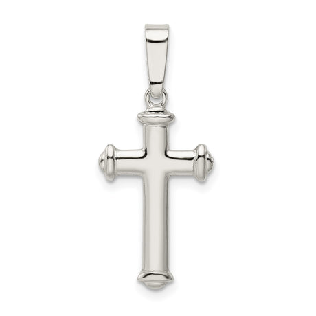 Sterling Silver Cross Pendant with Polished Domed Arms, Latinate Religious Design