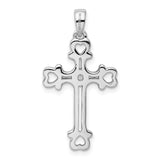 Sterling Silver Cross Pendant with Cubic Zirconia, Polished Openwork Faith-Inspired Design