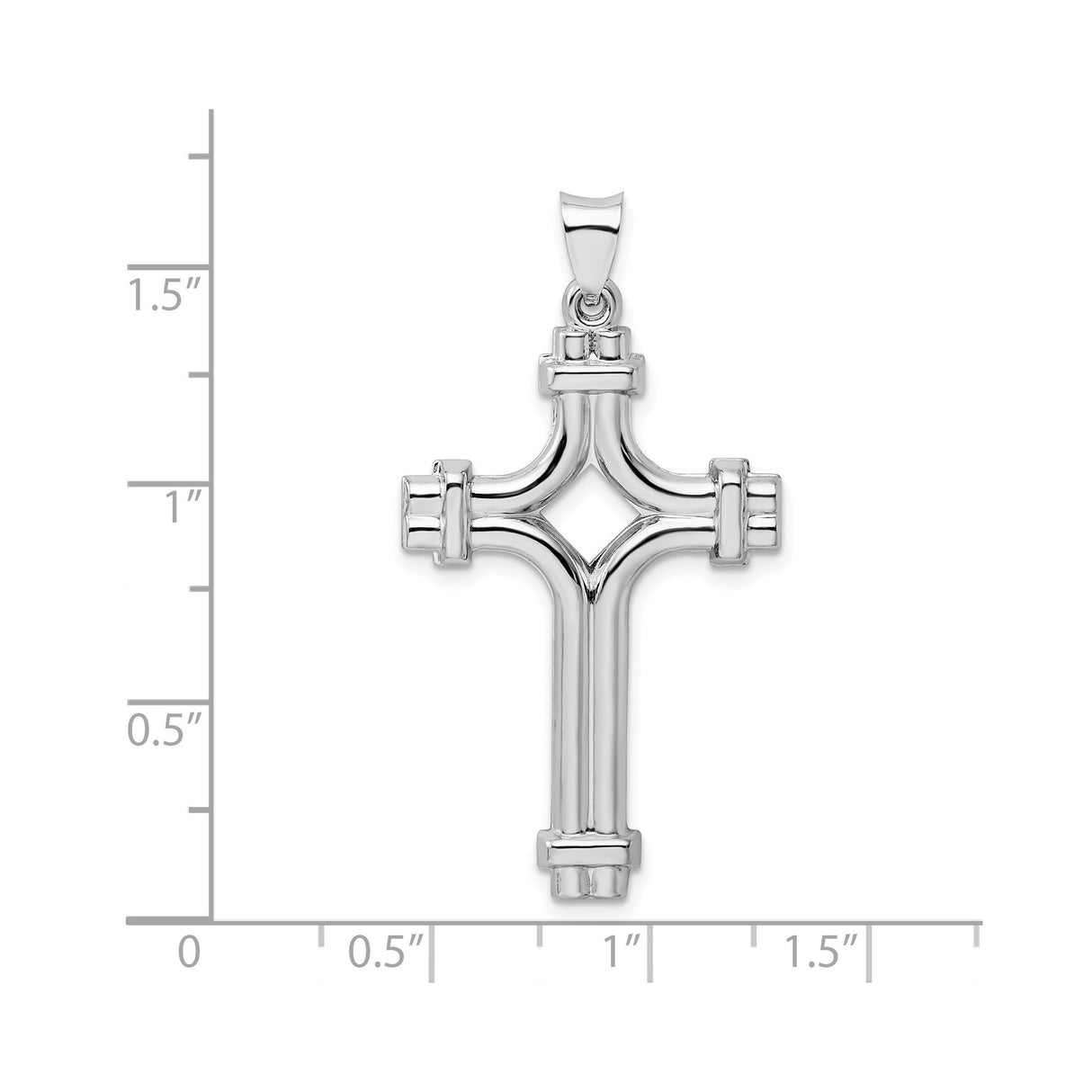 Sterling Silver Cross Pendant, Sleek Polished Design, Unisex Religious Jewelry