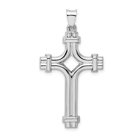 Sterling Silver Cross Pendant, Sleek Polished Design, Unisex Religious Jewelry