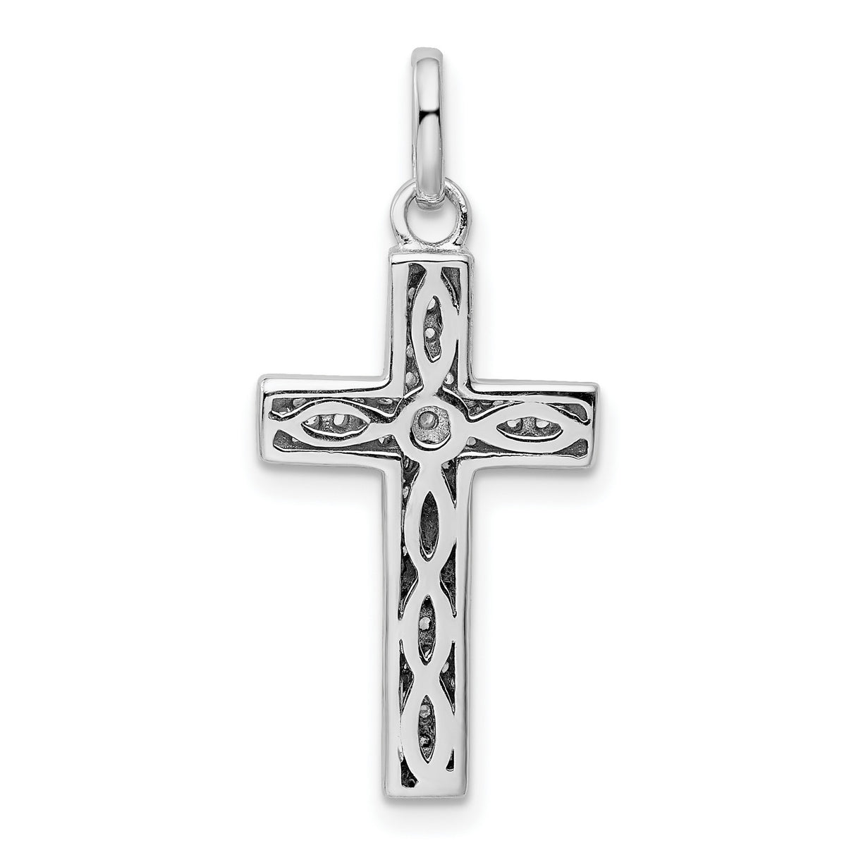 CZ Latin Cross Charm Pendant in Real 925 Sterling Silver