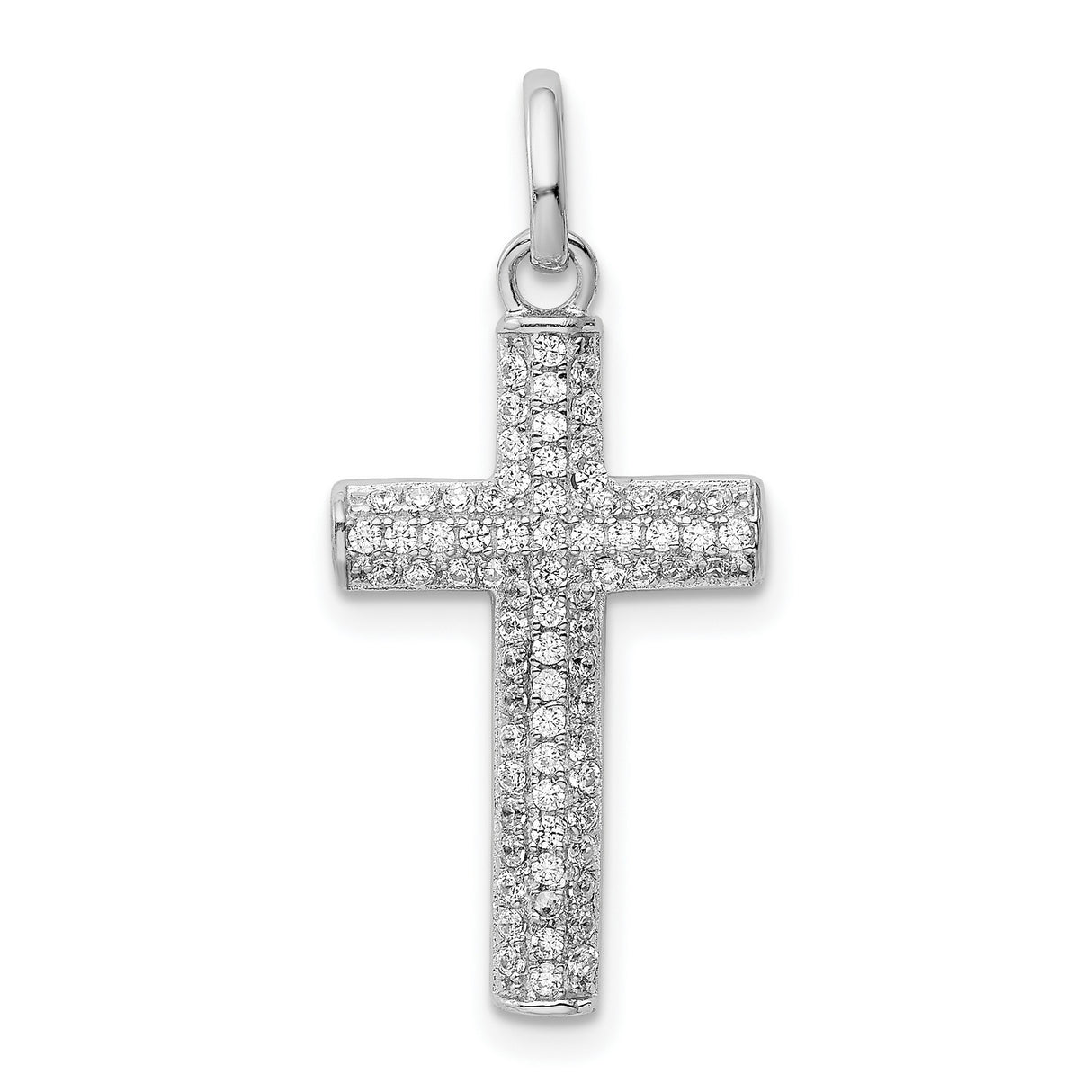 CZ Latin Cross Charm Pendant in Real 925 Sterling Silver