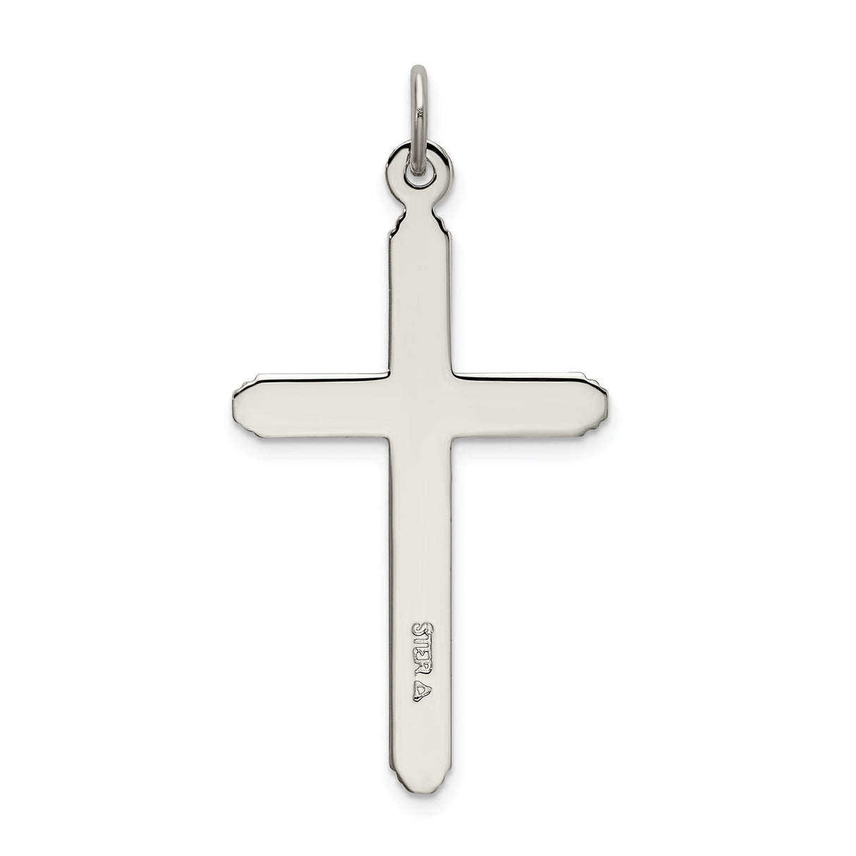 Sterling Silver Cross Pendant with Beveled Grooved Detail, Modern Minimalist Design for Men and Women