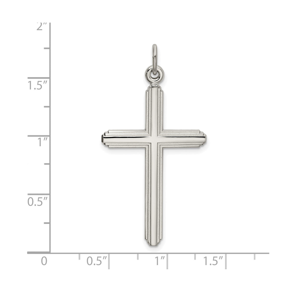 Sterling Silver Cross Pendant with Beveled Grooved Detail, Modern Minimalist Design for Men and Women