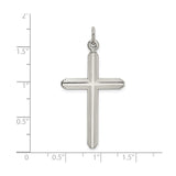 Sterling Silver Cross Pendant with Beveled Grooved Detail, Modern Minimalist Design for Men and Women