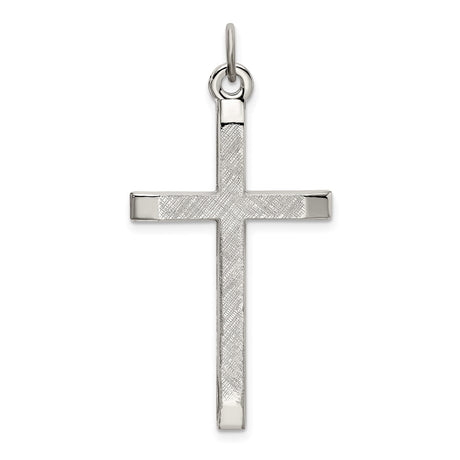 Sterling Silver Cross Pendant with Polished Gold and Textured White Gold Finish