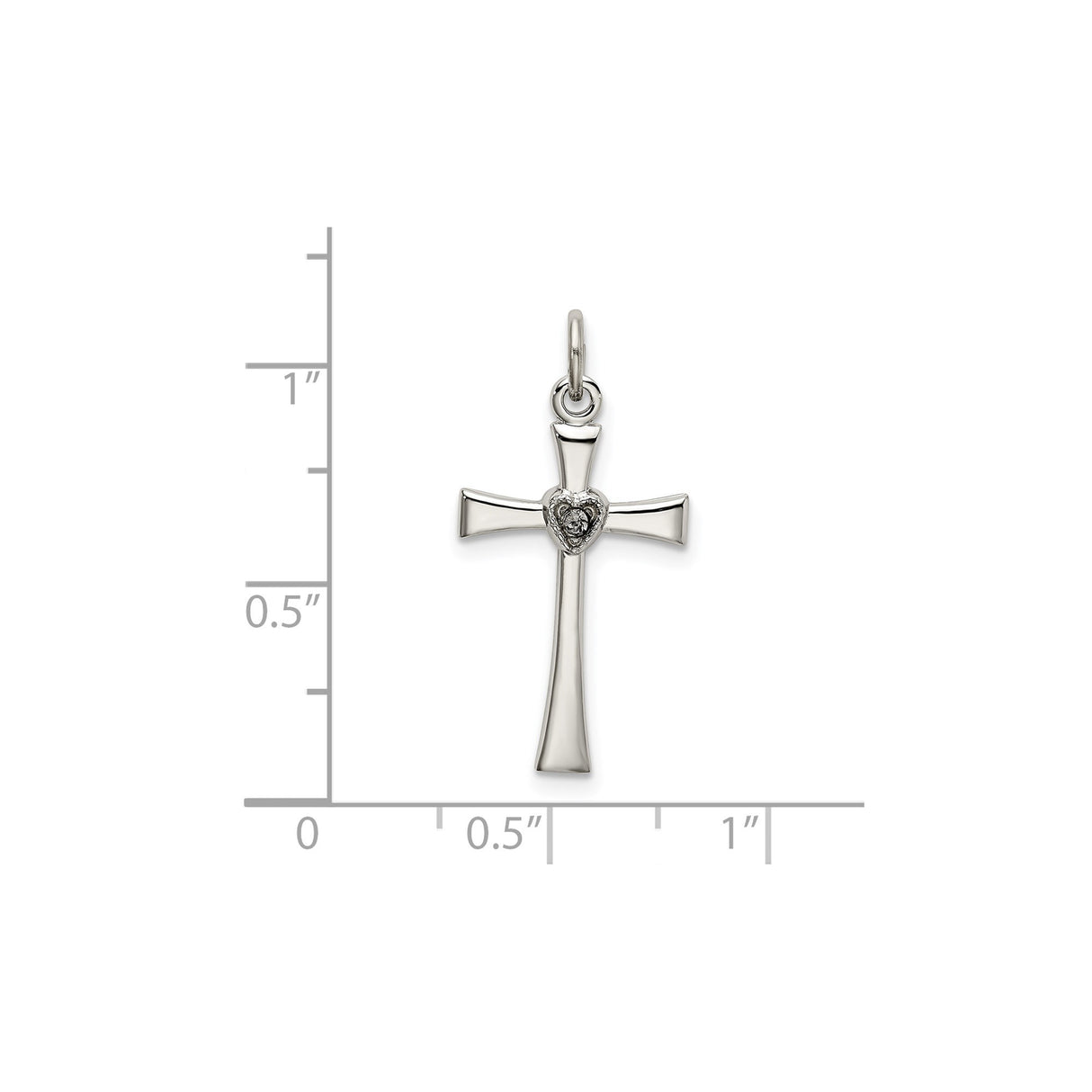 Sterling Silver Cross Pendant with Cubic Zirconia and Gold Accents, Heart Faith Religious Charm