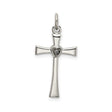Sterling Silver Cross Pendant with Cubic Zirconia and Gold Accents, Heart Faith Religious Charm