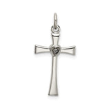 Sterling Silver Cross Pendant with Cubic Zirconia and Gold Accents, Heart Faith Religious Charm