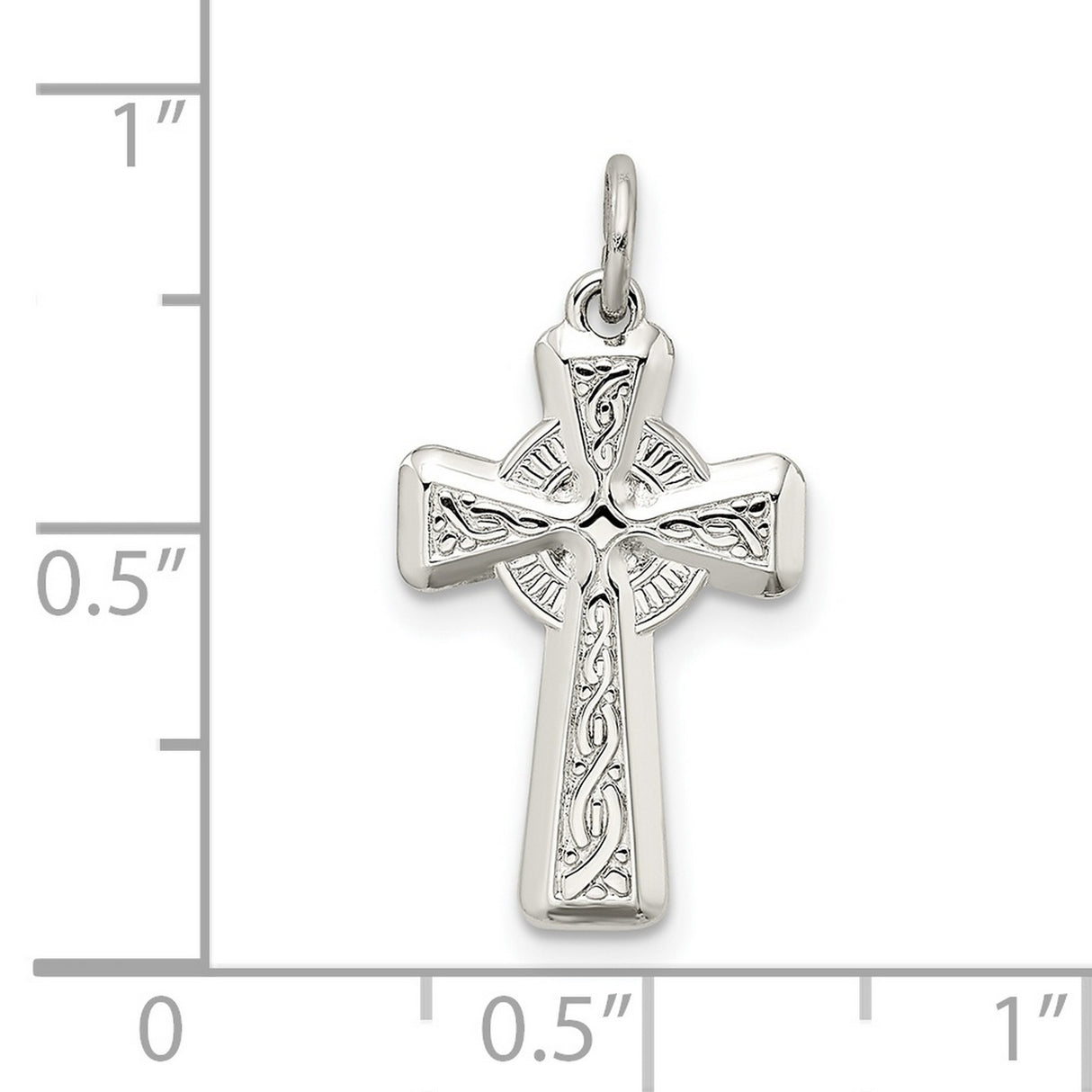 Sterling Silver Celtic Cross Pendant with Interwoven Design and Polished Beveled Edges