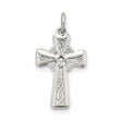 Sterling Silver Celtic Cross Pendant with Interwoven Design and Polished Beveled Edges