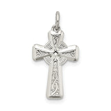 Sterling Silver Celtic Cross Pendant with Interwoven Design and Polished Beveled Edges