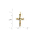 Sterling Silver Twisted Cross Pendant, Polished Finish with Rope Design, Religious Charm