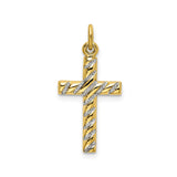 Sterling Silver Twisted Cross Pendant, Polished Finish with Rope Design, Religious Charm
