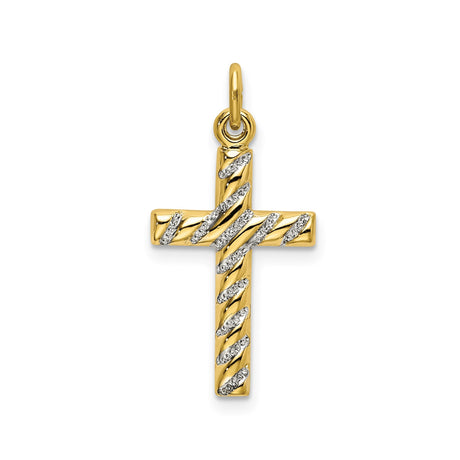 Sterling Silver Twisted Cross Pendant, Polished Finish with Rope Design, Religious Charm