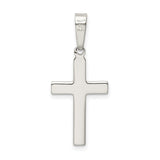 Sterling Silver Cross Pendant with Mirror Finish and Beveled Edge for Men and Women
