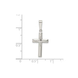 Sterling Silver Cross Pendant with Mirror Finish and Beveled Edge for Men and Women