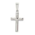 Sterling Silver Cross Pendant with Mirror Finish and Beveled Edge for Men and Women