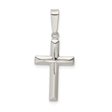 Sterling Silver Cross Pendant with Mirror Finish and Beveled Edge for Men and Women