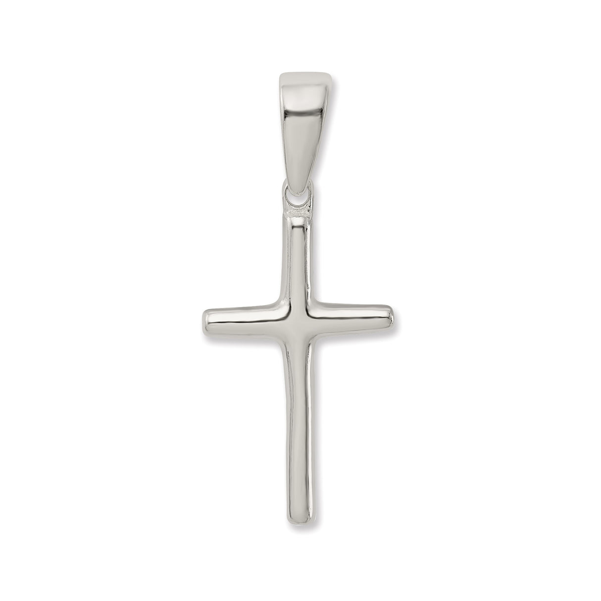 Sterling Silver Cross Pendant with Mirror Finish, Minimalist Spiritual Design for Men and Women