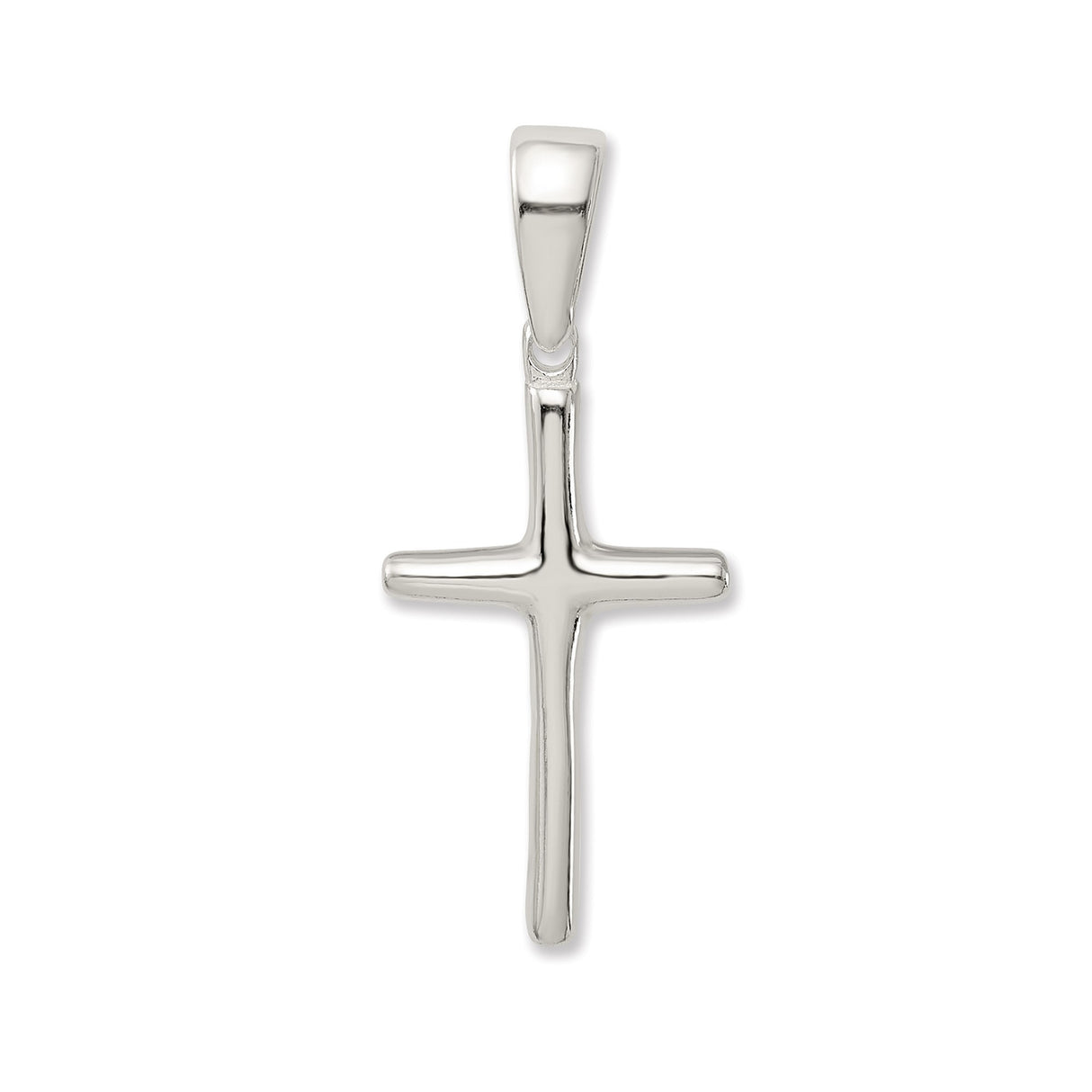 Sterling Silver Cross Pendant with Mirror Finish, Minimalist Spiritual Design for Men and Women