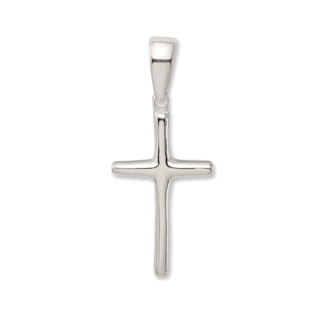 Sterling Silver Cross Pendant with Mirror Finish, Minimalist Spiritual Design for Men and Women