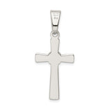 Sterling Silver Cross Pendant with Polished Tapered Arms and Minimalist Design