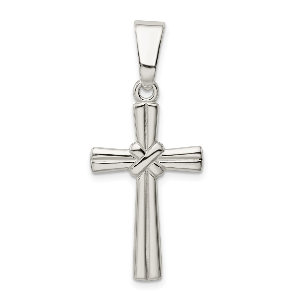Sterling Silver Cross Pendant with Polished Tapered Arms and Minimalist Design